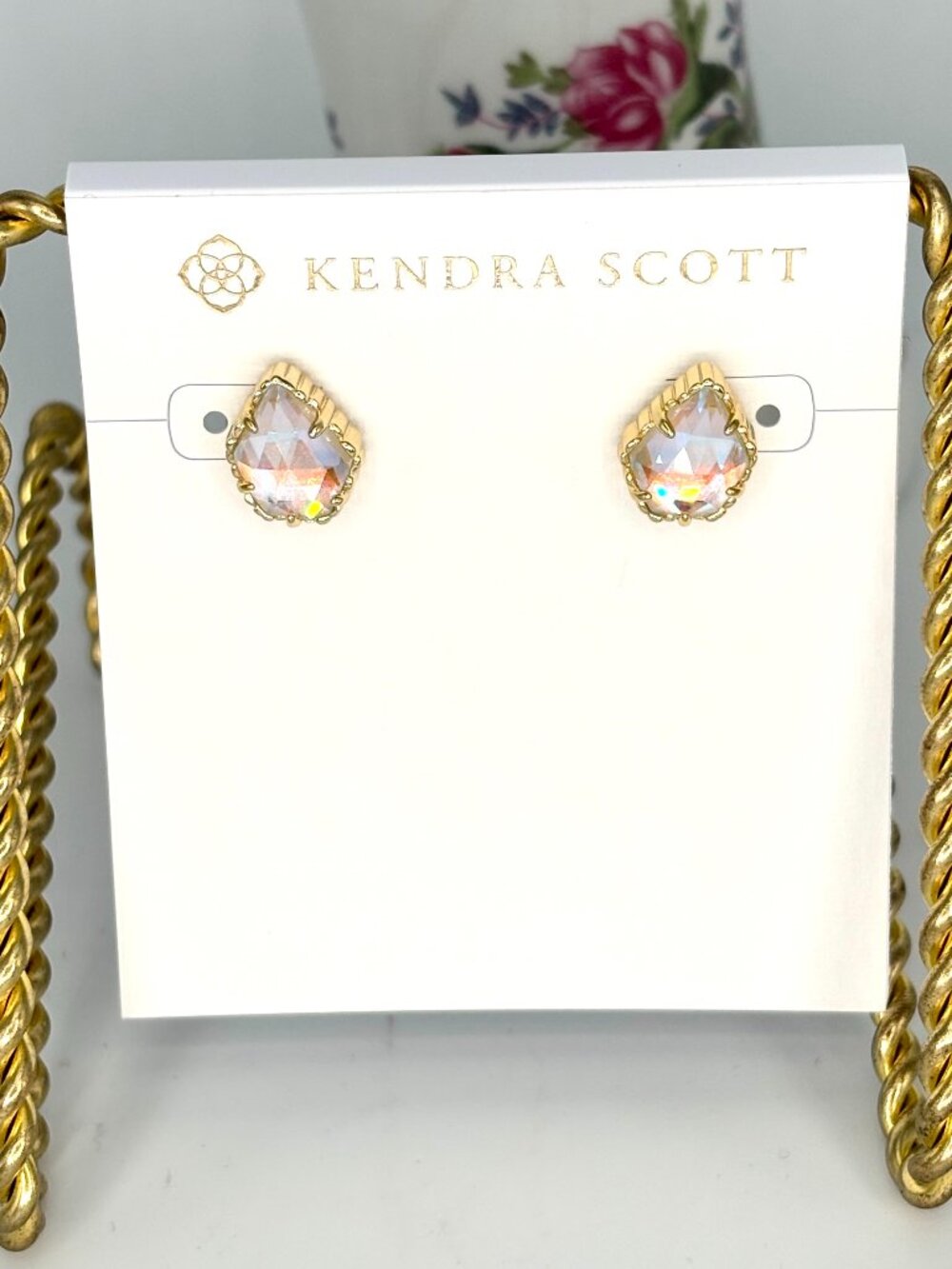 Kendra Scott Tessa Stud Earrings - 14k Gold & Iridescent Dichroic Glass